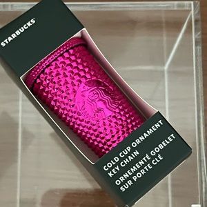 NEW🌟Starbucks 2022 Holiday💕Sangria Metallic Bling Tumbler Key Chain Ornament